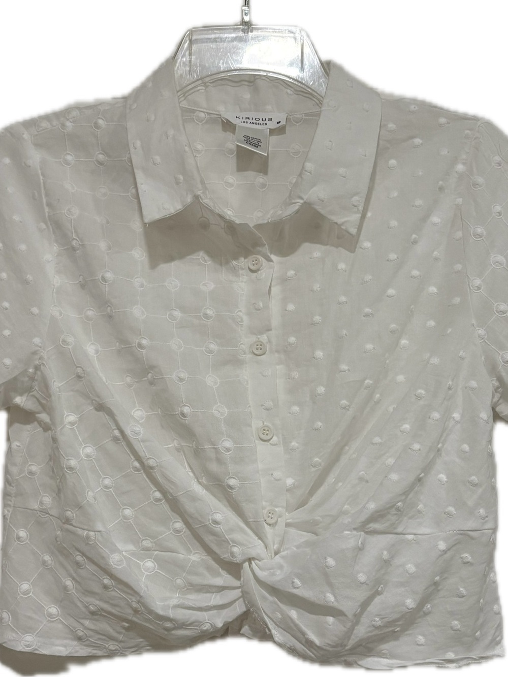 Kirious Los Angeles White Embroidered Smocked Crop Top | M Juniors, XS/S Women